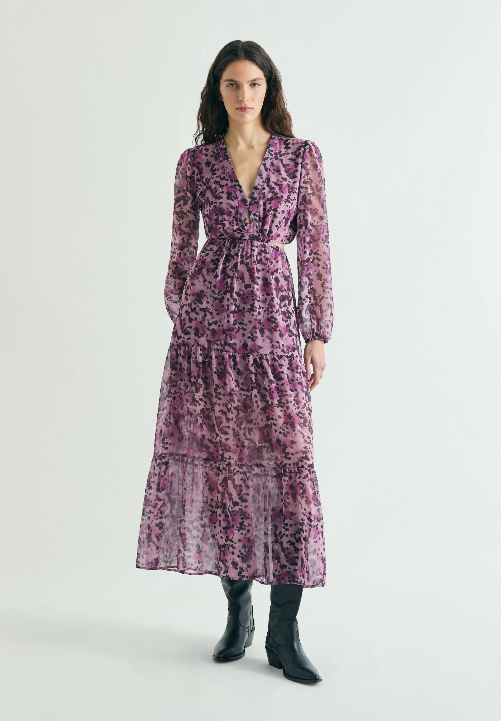 VESTIDO MIDI PRINT ABERTURAS